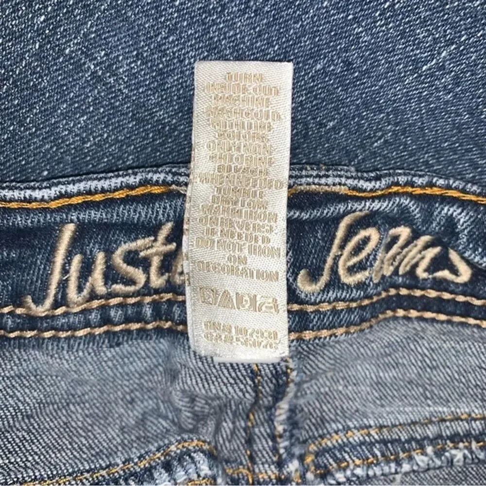 Justice Bootcut Jeans Girls 10R Denim Distressed Faded Blue Denim Medium Wash